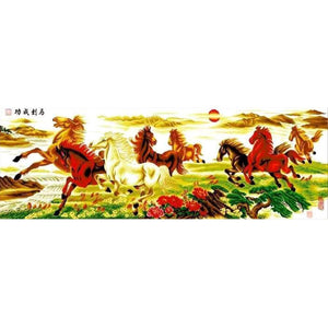 Chevaux - peinture complète en diamant - 80x30cm