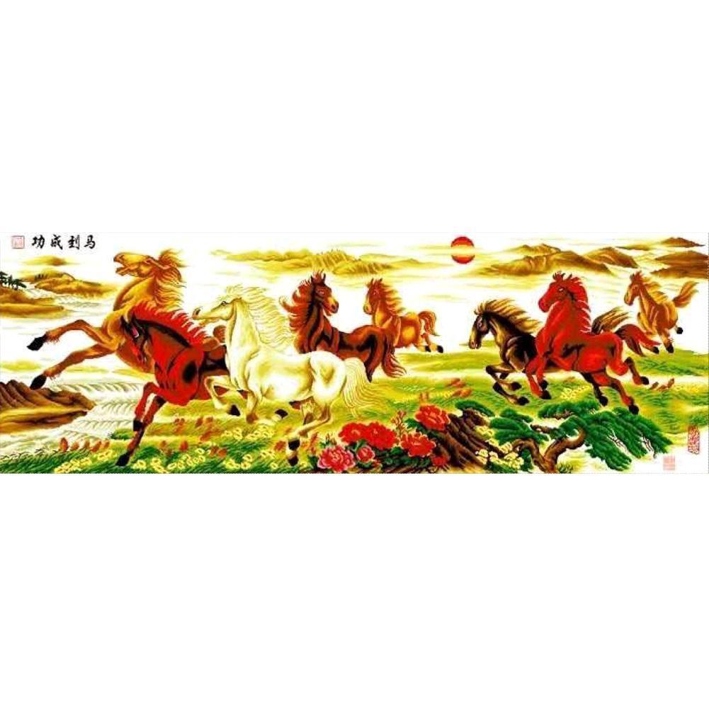 Chevaux - peinture complète en diamant - 80x30cm