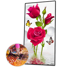 Charger l&#39;image dans la galerie, Papillons roses - diamant rond complet - 45x85cm
