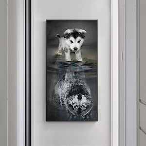 Chien - diamant rond complet - 45x85cm