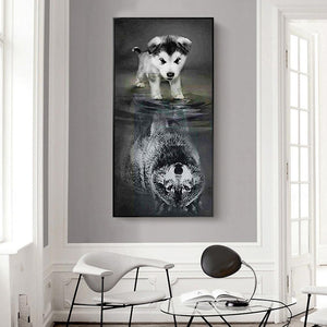 Chien - diamant rond complet - 45x85cm