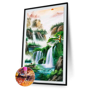 Paysage - diamant rond complet - 45x85cm