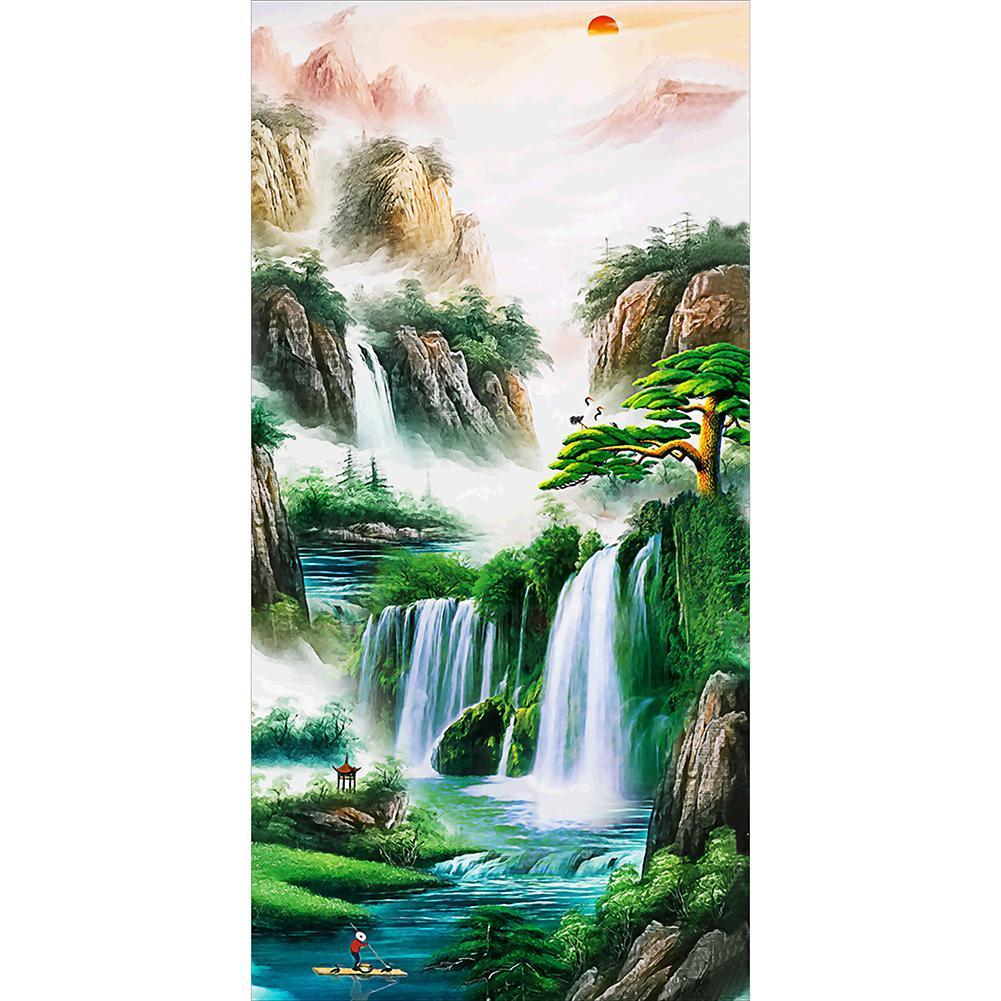 Paysage - diamant rond complet - 45x85cm