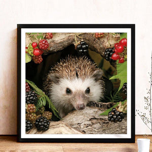 Hérisson animal - diamant rond complet - 30x30cm