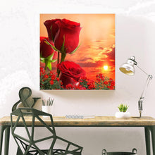 Charger l&#39;image dans la galerie, Fleur de rose - diamant rond complet - 30x30cm
