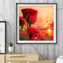 Charger l&#39;image dans la galerie, Fleur de rose - diamant rond complet - 30x30cm
