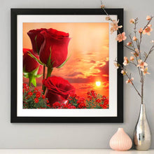 Charger l&#39;image dans la galerie, Fleur de rose - diamant rond complet - 30x30cm
