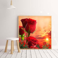 Charger l&#39;image dans la galerie, Fleur de rose - diamant rond complet - 30x30cm
