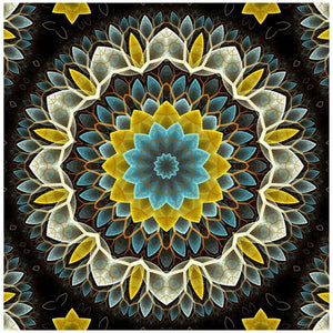 Fleur jaune - diamant rond complet - 30x30cm