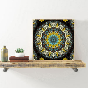 Fleur jaune - diamant rond complet - 30x30cm