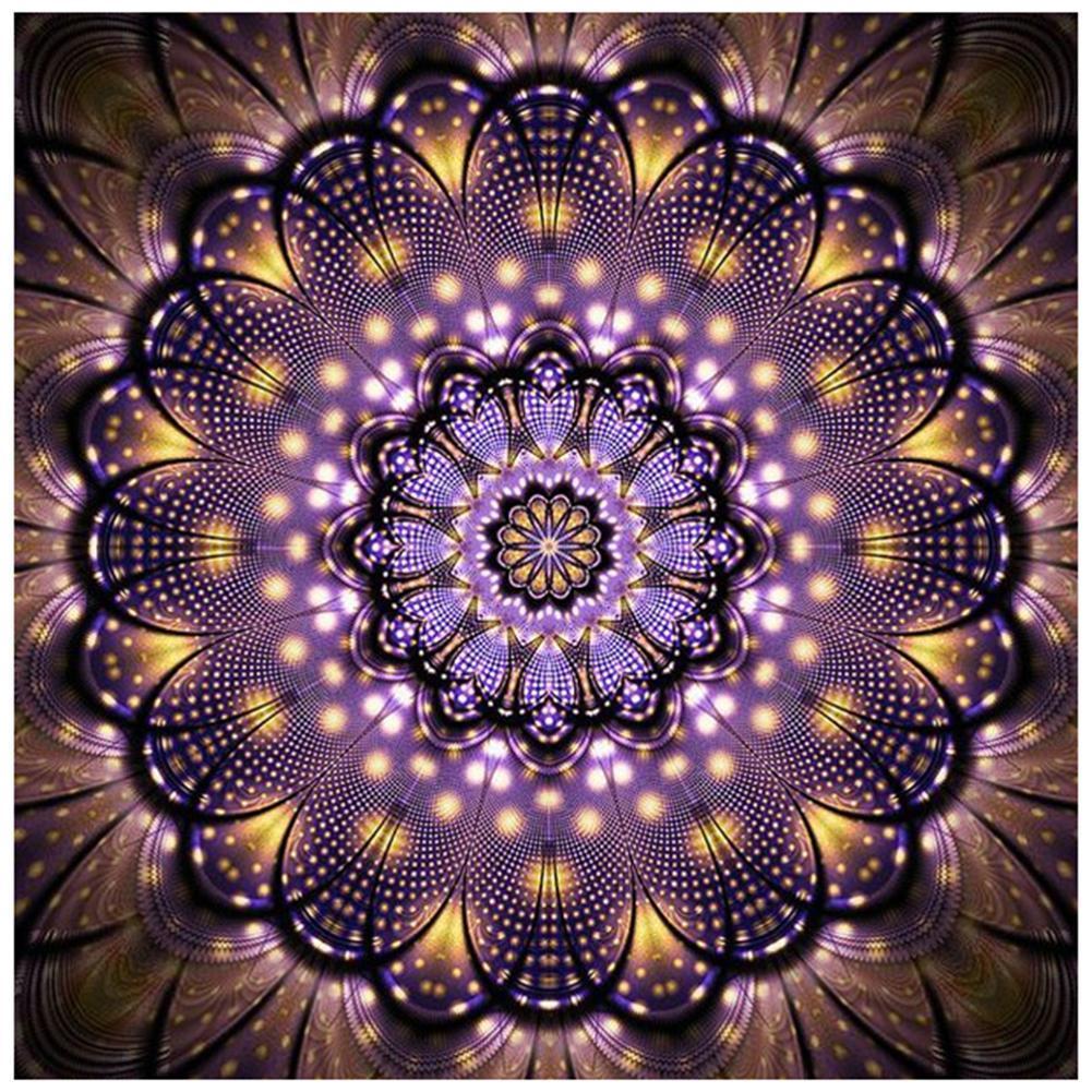 Fleur colorée - diamant rond complet - 30x30cm