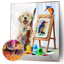 Charger l&#39;image dans la galerie, Chien de peinture - diamant rond complet - 30x40cm
