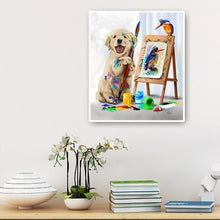 Charger l&#39;image dans la galerie, Chien de peinture - diamant rond complet - 30x40cm
