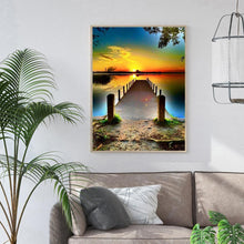 Charger l&#39;image dans la galerie, Pont de coucher du soleil - diamant rond complet - 30x40cm
