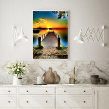 Charger l&#39;image dans la galerie, Pont de coucher du soleil - diamant rond complet - 30x40cm
