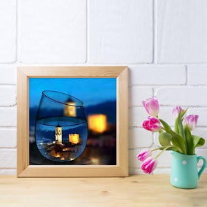 Paysage dans la tasse - diamant rond complet - 25x25cm