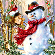 Charger l&#39;image dans la galerie, Bonhomme de neige de Noël - diamant rond complet - 30x30cm
