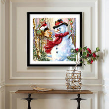 Charger l&#39;image dans la galerie, Bonhomme de neige de Noël - diamant rond complet - 30x30cm
