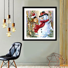 Charger l&#39;image dans la galerie, Bonhomme de neige de Noël - diamant rond complet - 30x30cm
