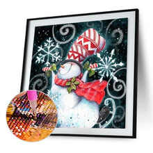 Charger l&#39;image dans la galerie, Bonhomme de neige de Noël - diamant rond complet - 30x30cm
