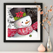 Charger l&#39;image dans la galerie, Bonhomme de neige de Noël - diamant rond complet - 30x30cm
