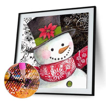 Charger l&#39;image dans la galerie, Bonhomme de neige de Noël - diamant rond complet - 30x30cm
