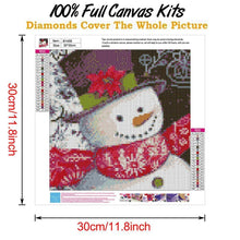 Charger l&#39;image dans la galerie, Bonhomme de neige de Noël - diamant rond complet - 30x30cm
