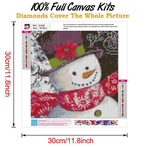 Bonhomme de neige de Noël - diamant rond complet - 30x30cm