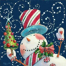 Charger l&#39;image dans la galerie, Bonhomme de neige de Noël - diamant rond complet - 30x30cm
