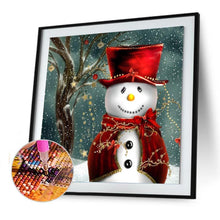 Charger l&#39;image dans la galerie, Bonhomme de neige de Noël - diamant rond complet - 30x30cm
