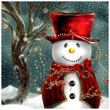 Charger l&#39;image dans la galerie, Bonhomme de neige de Noël - diamant rond complet - 30x30cm
