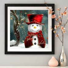 Charger l&#39;image dans la galerie, Bonhomme de neige de Noël - diamant rond complet - 30x30cm
