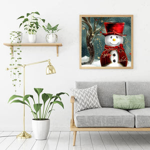 Bonhomme de neige de Noël - diamant rond complet - 30x30cm