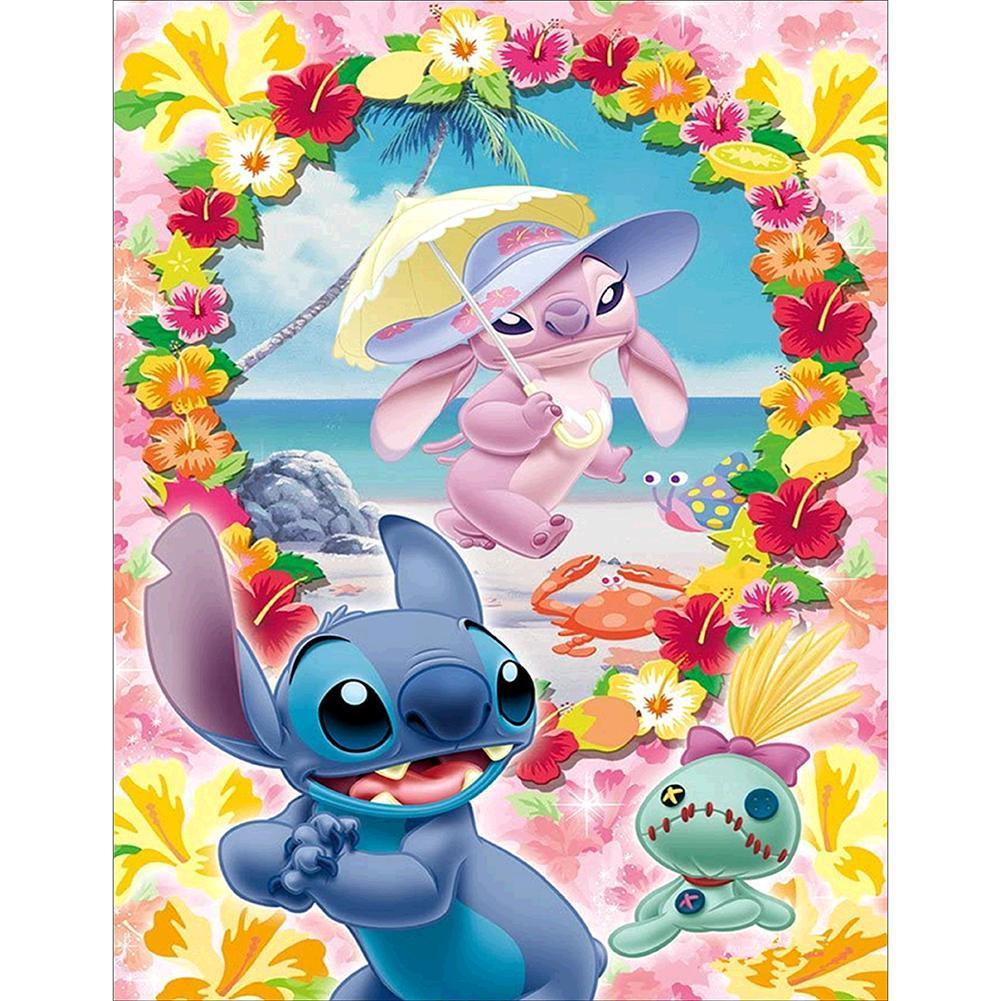 Famille de chien de dessin animé - diamant rond complet - 40x50cm