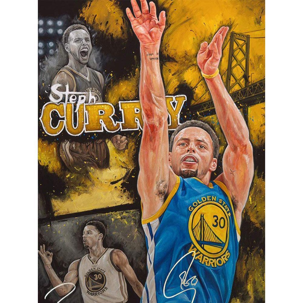 Joueur de basket-ball - diamant rond complet - 30x40cm