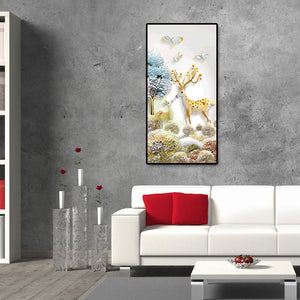Cerf d’animal - diamant rond complet - 45x85cm