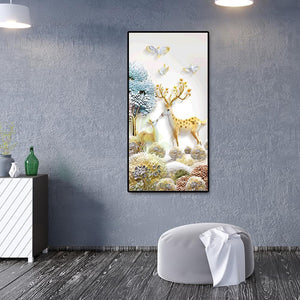 Cerf d’animal - diamant rond complet - 45x85cm