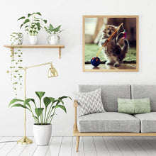 Charger l&#39;image dans la galerie, Chaton - diamant rond complet - 30x30cm
