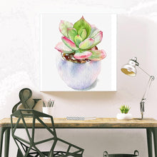 Charger l&#39;image dans la galerie, Plante succulente - diamant rond complet - 30x30cm
