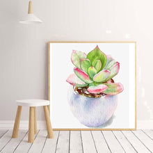 Charger l&#39;image dans la galerie, Plante succulente - diamant rond complet - 30x30cm
