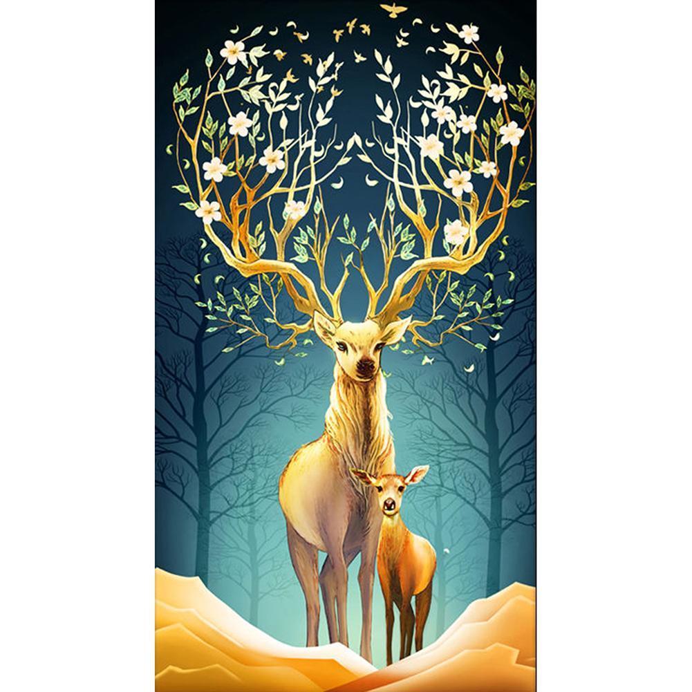 Cerf - diamant rond complet - 85x45cm