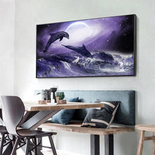 Charger l&#39;image dans la galerie, Dolphin - diamant rond complet - 100x50cm
