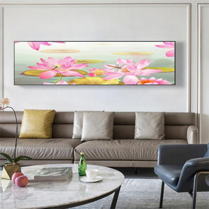 Fleur de lotus - diamant rond complet - 80x30cm