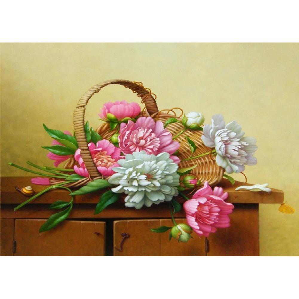 Chambre de fleurs - diamant rond complet - 40x30cm