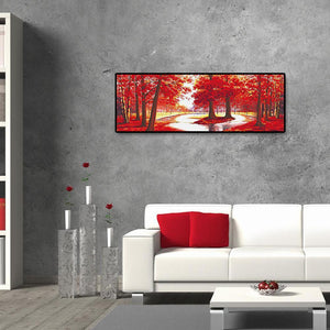 Arbre rouge - diamant rond complet - 80x30cm
