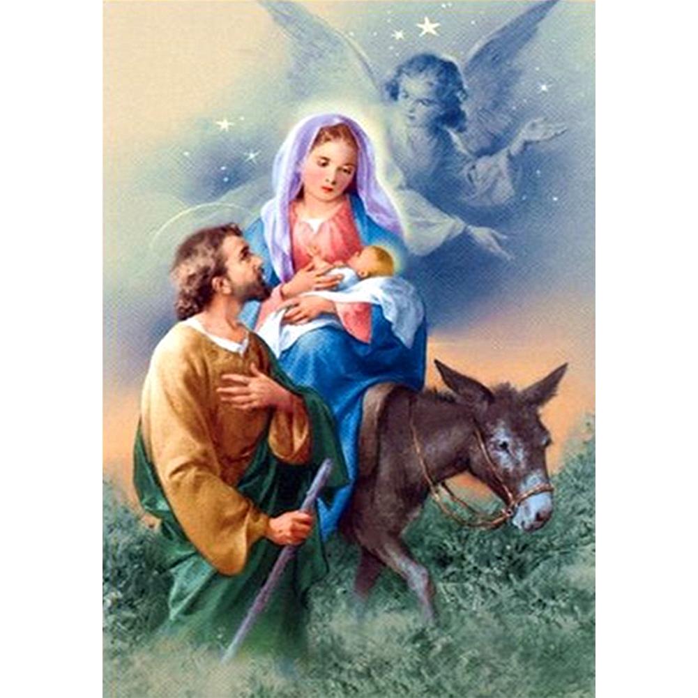 Famille de trois - diamant rond complet - 30x40cm