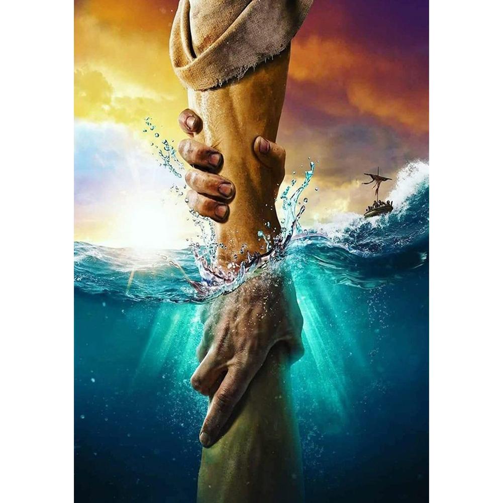 Main d’aide - diamant rond complet - 30x40cm