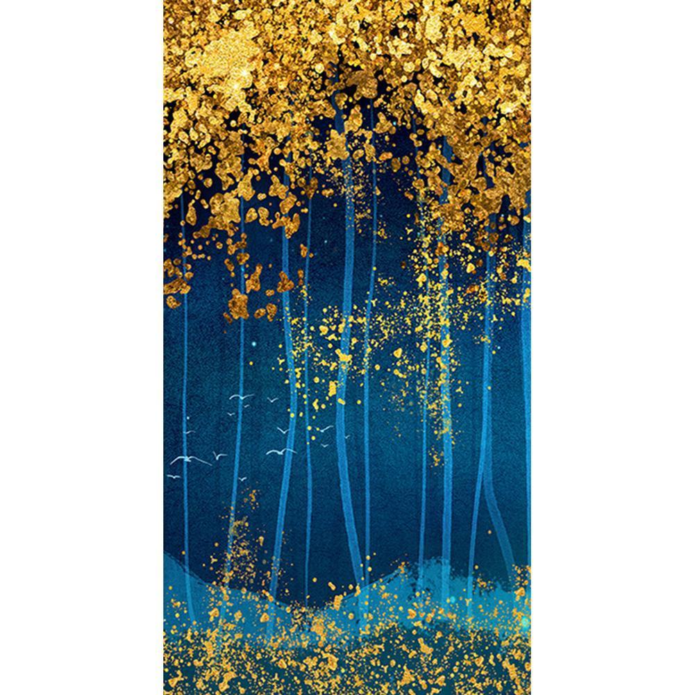Paysage de bois - diamant rond complet - 45x85cm