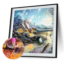 Charger l&#39;image dans la galerie, Scène de neige - diamant rond complet - 30x30cm
