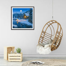 Charger l&#39;image dans la galerie, Scène de neige - diamant rond complet - 30x30cm

